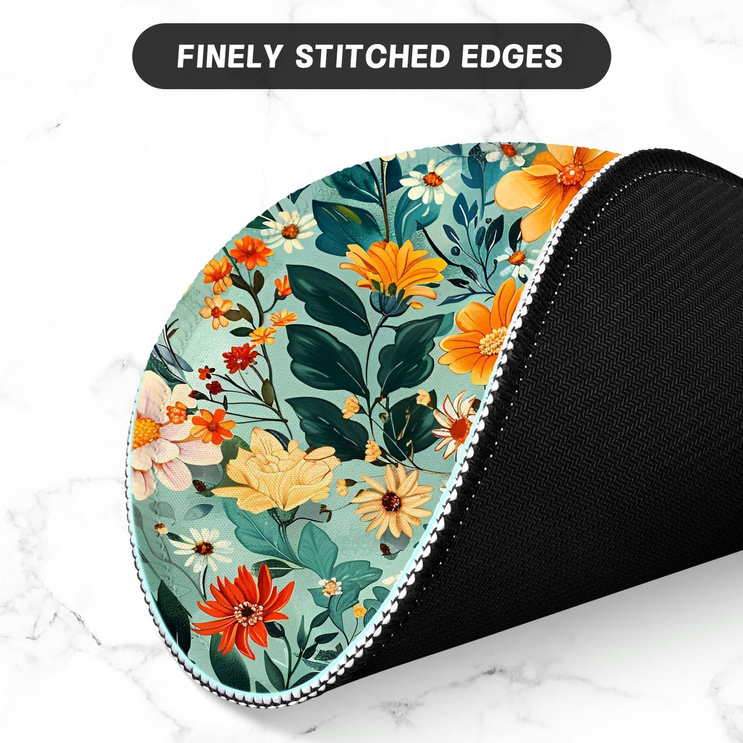ITNRSIIET Round Mouse Pad with Stitched Edge Premium-Textured Waterproof Non-Slip Rubber Base Desktop Protection Mat Diameter 8.7 inches, Beautiful Flowers