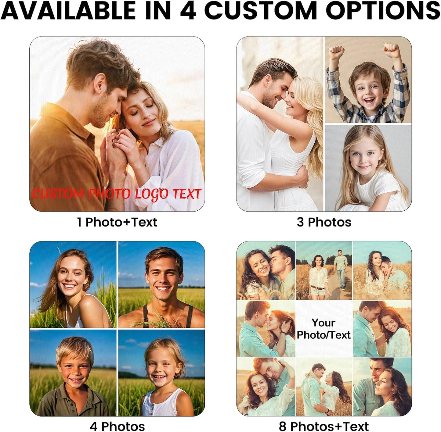 Custom Mouse Pad, Personalized Mouse Pad with Photo & Text, Neoprene Mouse Mat for Laptop Computer Office Desk, Mousepad Small with Anti-Slip Rubber Base
