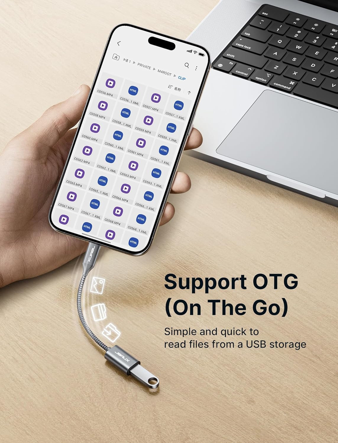 JSAUX USB C to USB 3.0 Adapter [2 Pack], USB C Male to USB Female OTG Cable Adapter Compatible with MacBook Pro/Air, iPhone 16 Pro Max/16 Plus/16e/15, Samsung Galaxy S25/S24/S23