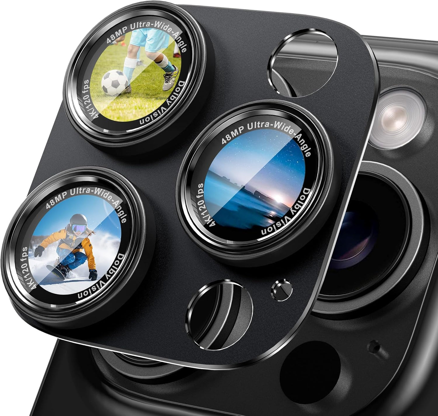 CACOE for iPhone 14 Pro/14 Pro Max/16 Pro/16 Pro Max Camera Lens Protector - Metal Frame Tempered Glass Cover, [Anti-Scratch] [Drop-Proof][Strong-Adhesion] Camera Screen Cover(Black)