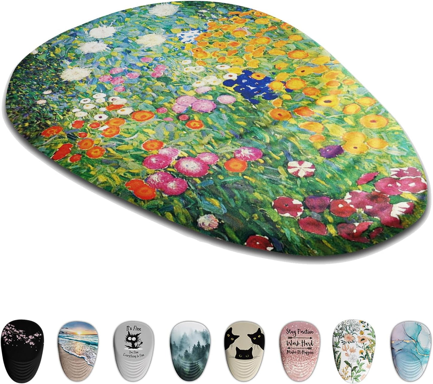 Mouse Pad, Cute Floral Mouse Pad with Wrist Rest Support and Non-Slip PU Base, Ergonomic Mousepad for Pain Relief, Office & Home, Computer, Oil Painting Flowers
