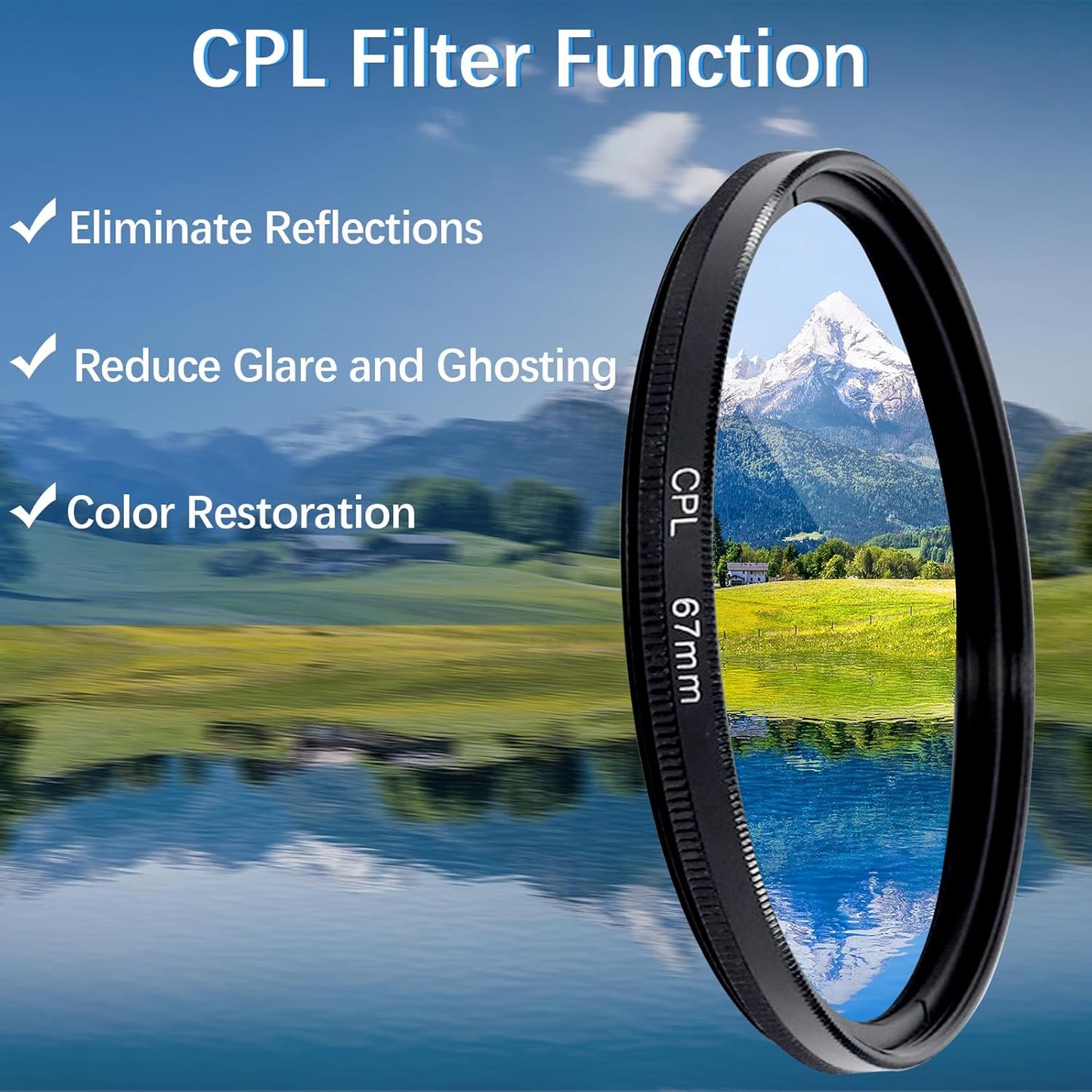 52MM Circular Polarizer Filter for Phone, Clip-on CPL Phone Camera Lens Filter Compatible with iPhone 16 15 14 13 and Other Smart Phones, Ultra Slim Multi-Coated CPL Lens Filter with Case
