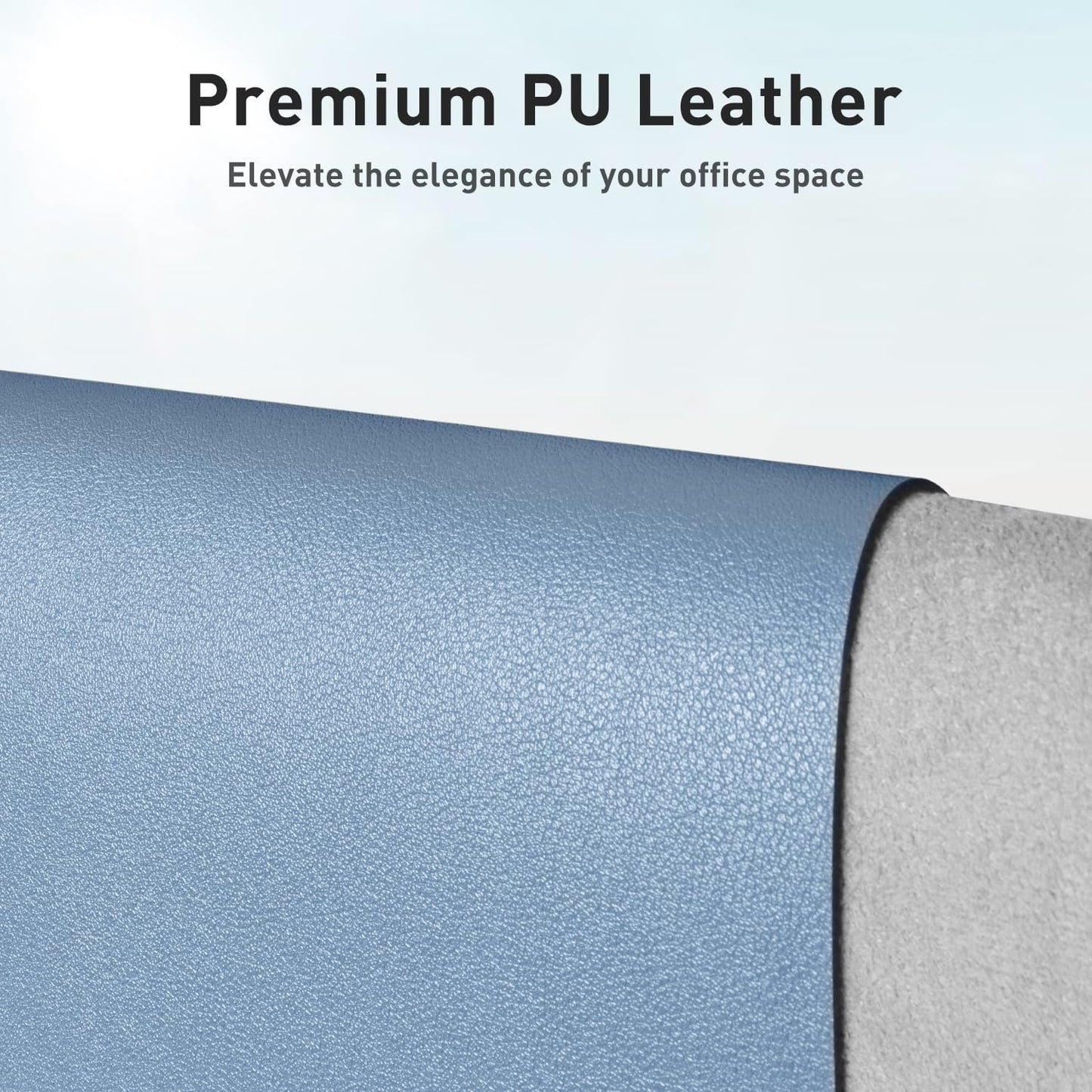 Aothia Leather Desk Pad Protector, Mouse Pad, Office Desk Mat, Non-Slip PU Leather Desk Blotter, Laptop Desk Pad, Waterproof Desk Writing Pad for Office and Home (Denim Blue, 36" x 17")