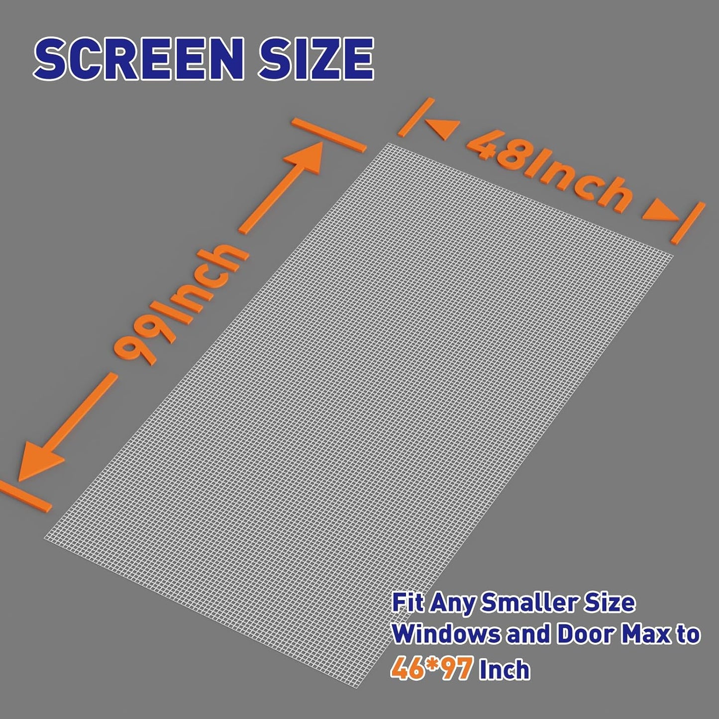 MAGZO Window Screen Replacement Mesh 48"W x 99"L - DIY Adjustable Polyester Pet Proof Screen Door Mesh for Patio Sliding Doors Window Screen Repair Kit, Durable, Washable, White