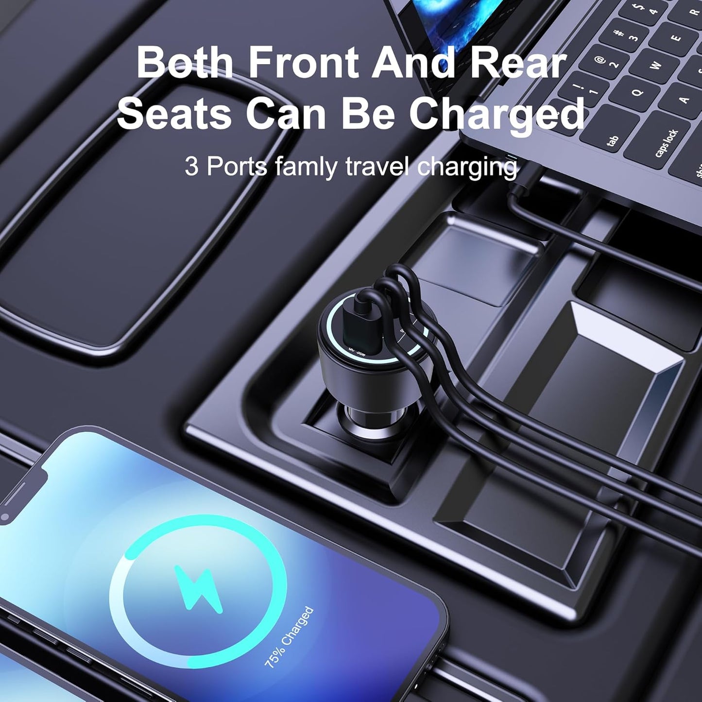 205W USB C Car Charger, 3-Ports PD3.1/PPS/QC3.0 Fast Charging Type C Cigarette Lighter Adapter for MacBook Pro Laptop, iPhone 16/15/14/13/12, Galaxy S24/S23 Ultra etc