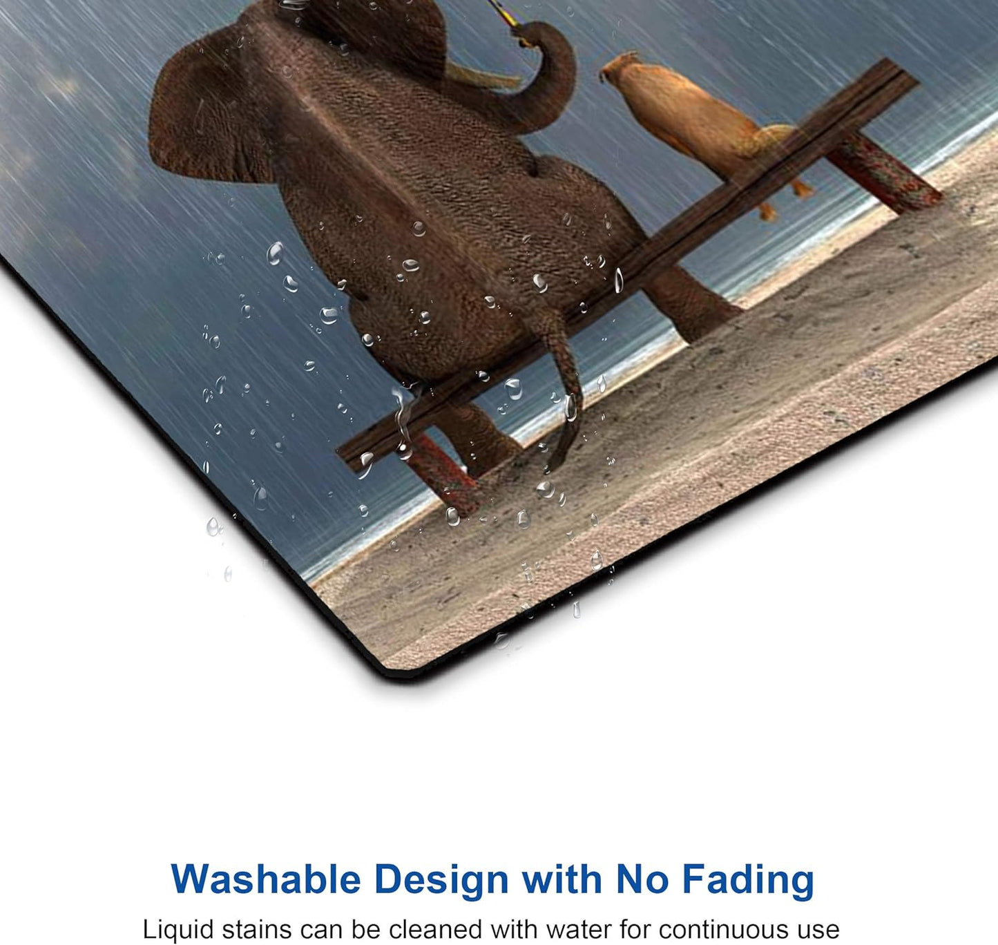 Elephant and Dog Mouse pad Personalized Computer Mouse Pads Office Decoration Accessories Gift Non-Slip Rubber Mousepad for Laptop 9.5 x 7.9 in