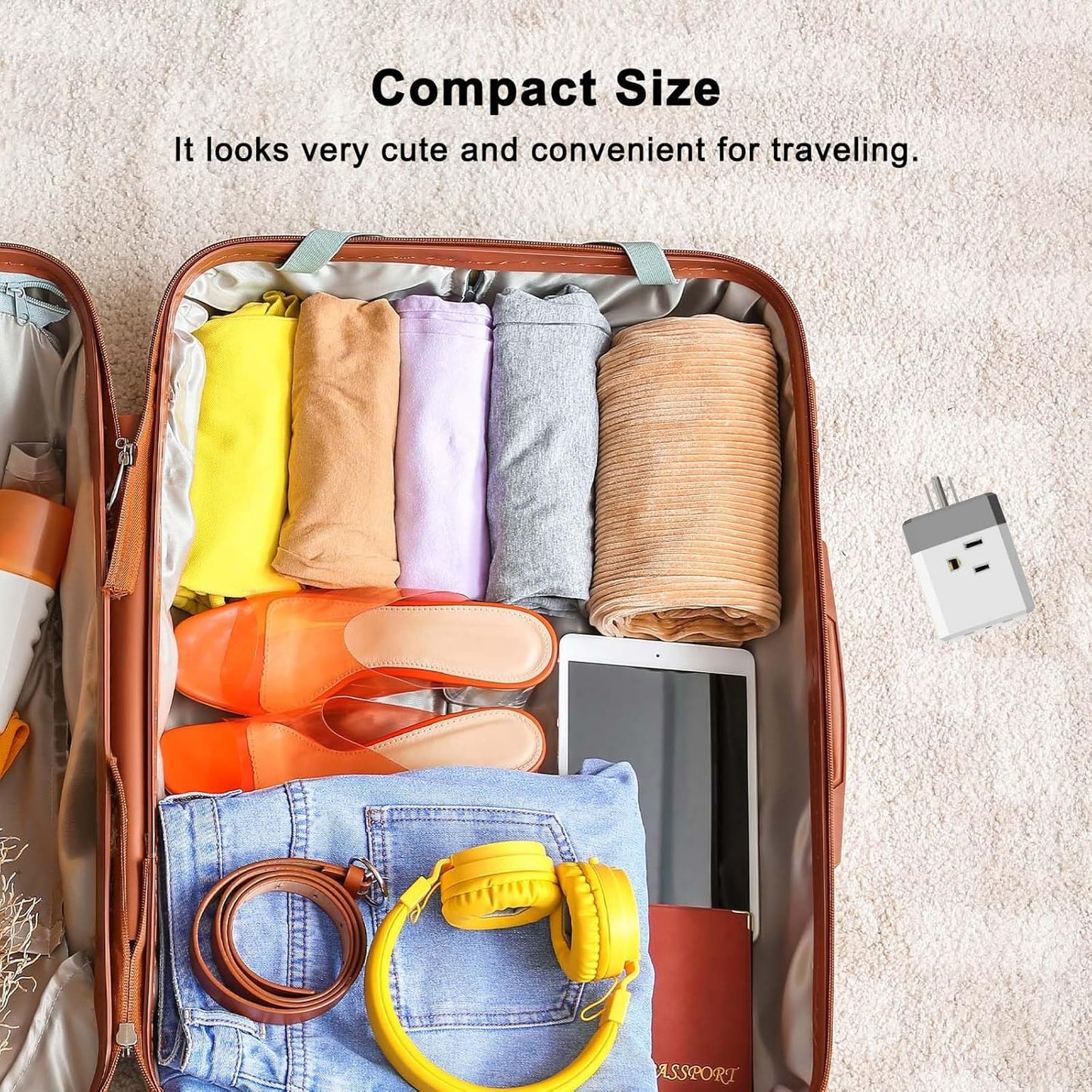 Cruise Ship Essentials, 3-Side Outlet Splitter with 3 USB Ports(1 USB C) USB Wall Charger, Outlet Extender for Home, Office and Cruise, ETL Listed, White