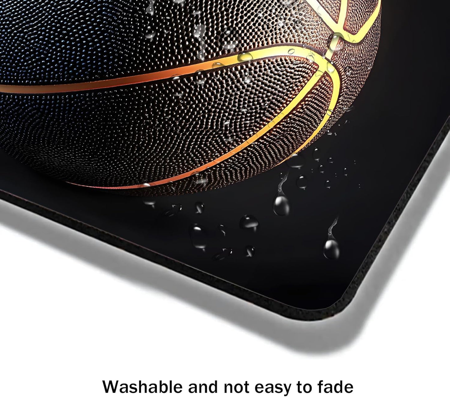 Mouse Pad, Golden Stripes Black Basketball Mouse Pads for Desk, 9.5" x 7.9" Non-Slip Rubber Base Computer Mousepad with Women, Portable Square Design for Wireless Mouse and Pad Laptop Office & Travel