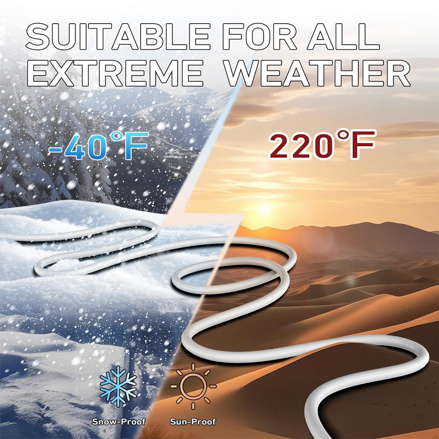 LUCKY TL Indoor Outdoor Extension Cord, 16/3 Gauge White Long Extension Cord 50ft, Waterproof Flexible Case, Made of Pure Copper, 13A 1625W 16AWG SJTW, 3 Prong Heavy Duty Wire, ETL