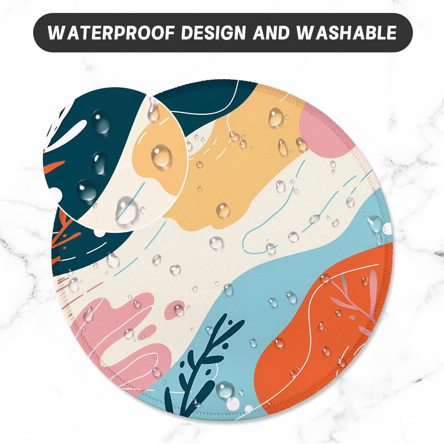 ITNRSIIET Round Mouse Pad with Stitched Edge Premium-Textured Waterproof Non-Slip Rubber Base Desktop Protection Mat Diameter 8.7 inches, Art Style Pattern