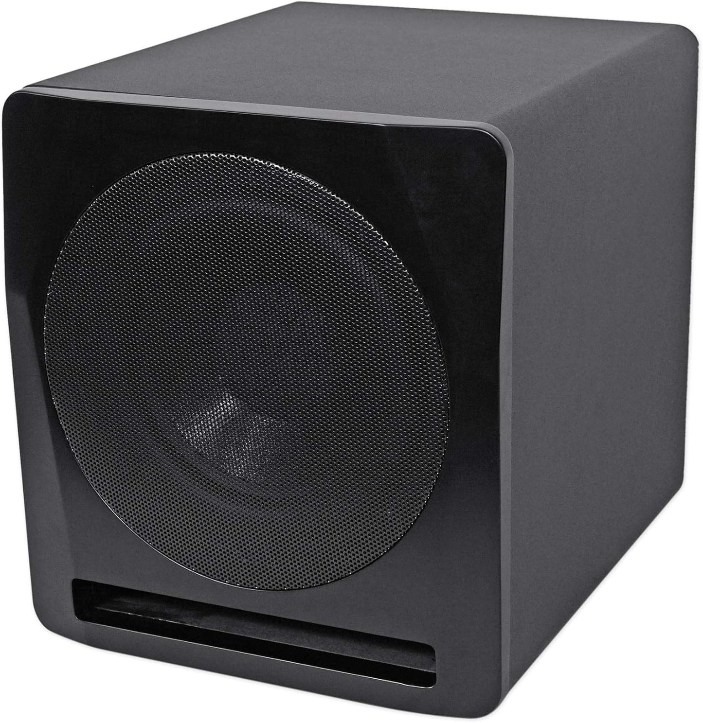 Rockville APM10B Active Studio Subwoofer in Black, 10"", 400W, MDF Wood, RCA/XLR/Optical, Front-Firing Port, Perfect for Studios and Music Production