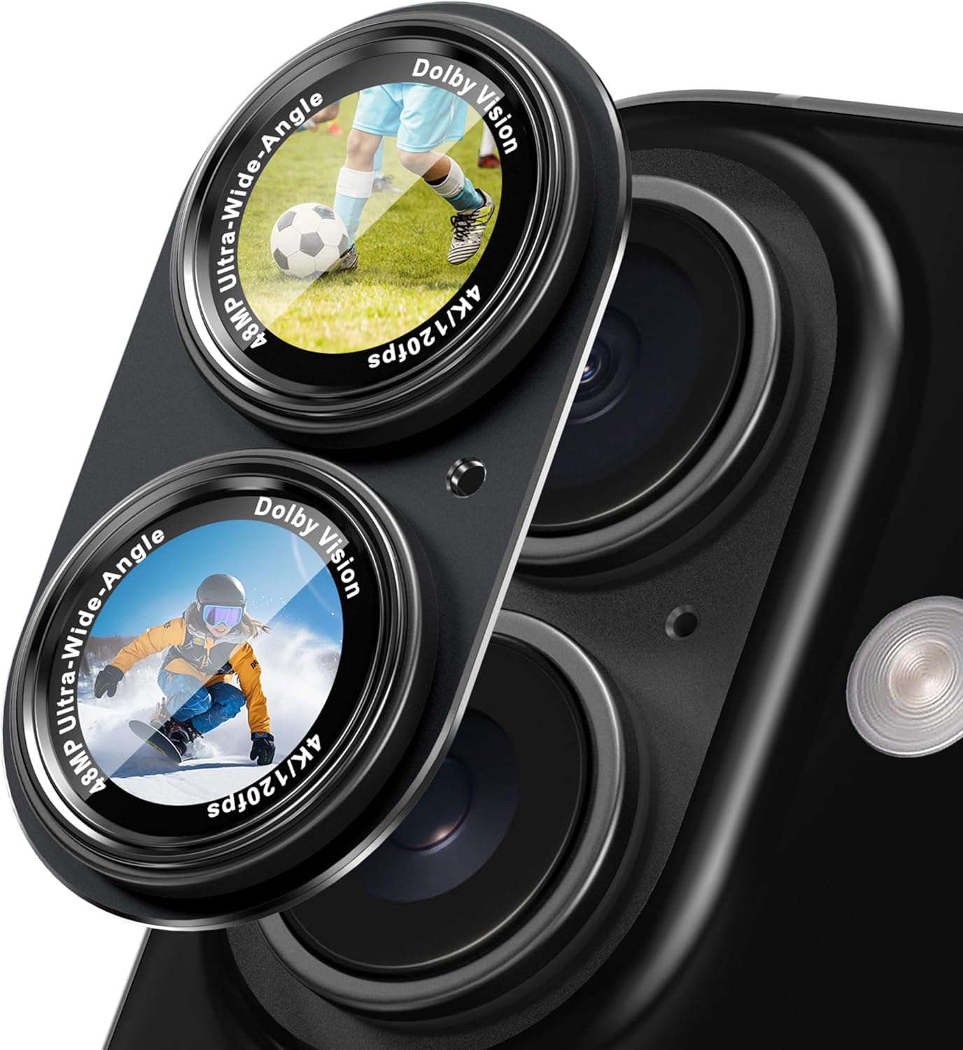 CACOE for iPhone 16/16 Plus Camera Lens Protector - Metal Frame Tempered Glass Cover, [Anti-Scratch] [Drop-Proof][Strong-Adhesion] Camera Screen Cover (Black)