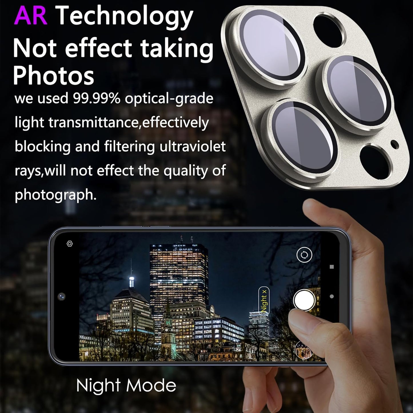 2 Pack Camera Lens Protector for iPhone 16 Pro/iPhone 16 Pro Max,[Not Easy to Breakn ] AR Tempered Glass Strong Adsorption Metal Camera Cover Screen-Titanium Grey