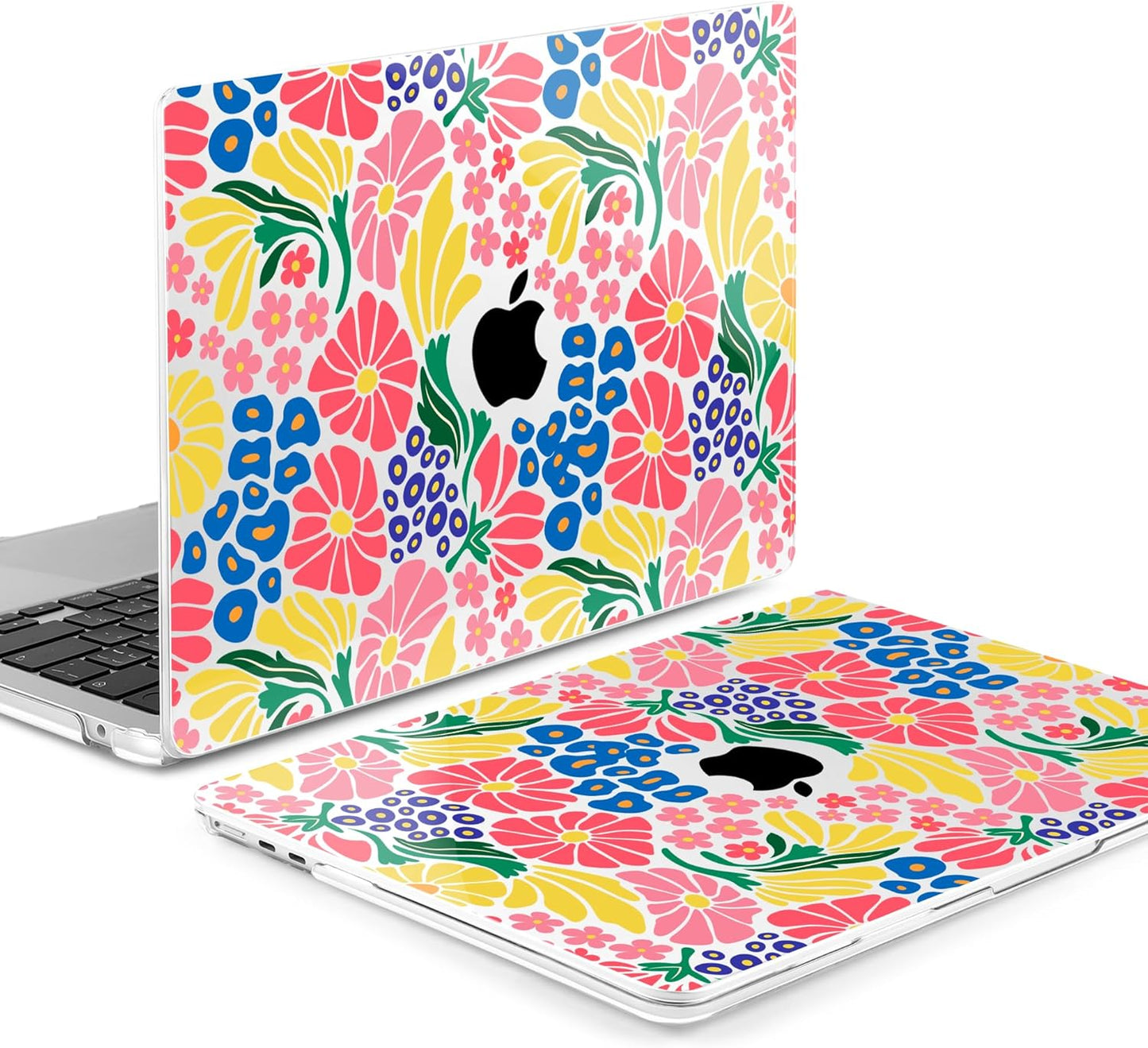 MEEgoodo Case for MacBook Air M4/M3/M2 13.6 inch 2025 2024 2022, Fit Model A3240 A3113 A2681, Compatible with MacBook Air 13 inch, Laptop Hard Shell Case with Keyboard Cover, Groovy Flower