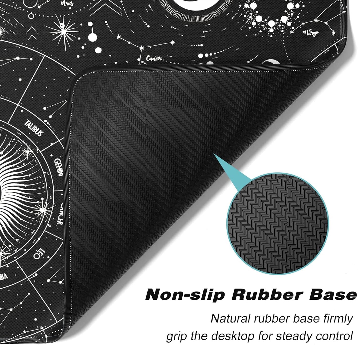 Extended Gaming Mouse Pad, XXL Large Desk Pad 30 x 14 Inch, Big Computer Keyboard Mousepad, Waterproof Mouse Mat with Stitched Edges and Non-Slip Base for Women Office Gaming, Sun Moon