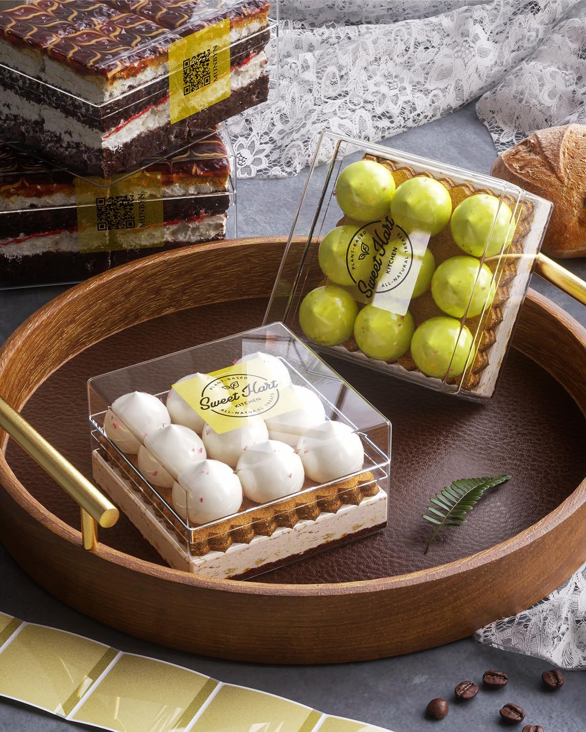 MUNBYN 2x2 Inch Gold Transparent Thermal Labels, Square Fine Glitter Printable Thermal Stickers for Small Businesses, 500 Labels/1 Roll