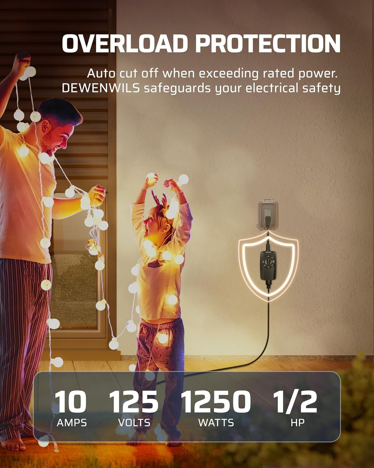 DEWENWILS Outdoor Light Timer Dusk to Dawn, Weatherproof, Plug in Timer for Garden Christmas String Light, 10A, UL Listed, 2 Pack