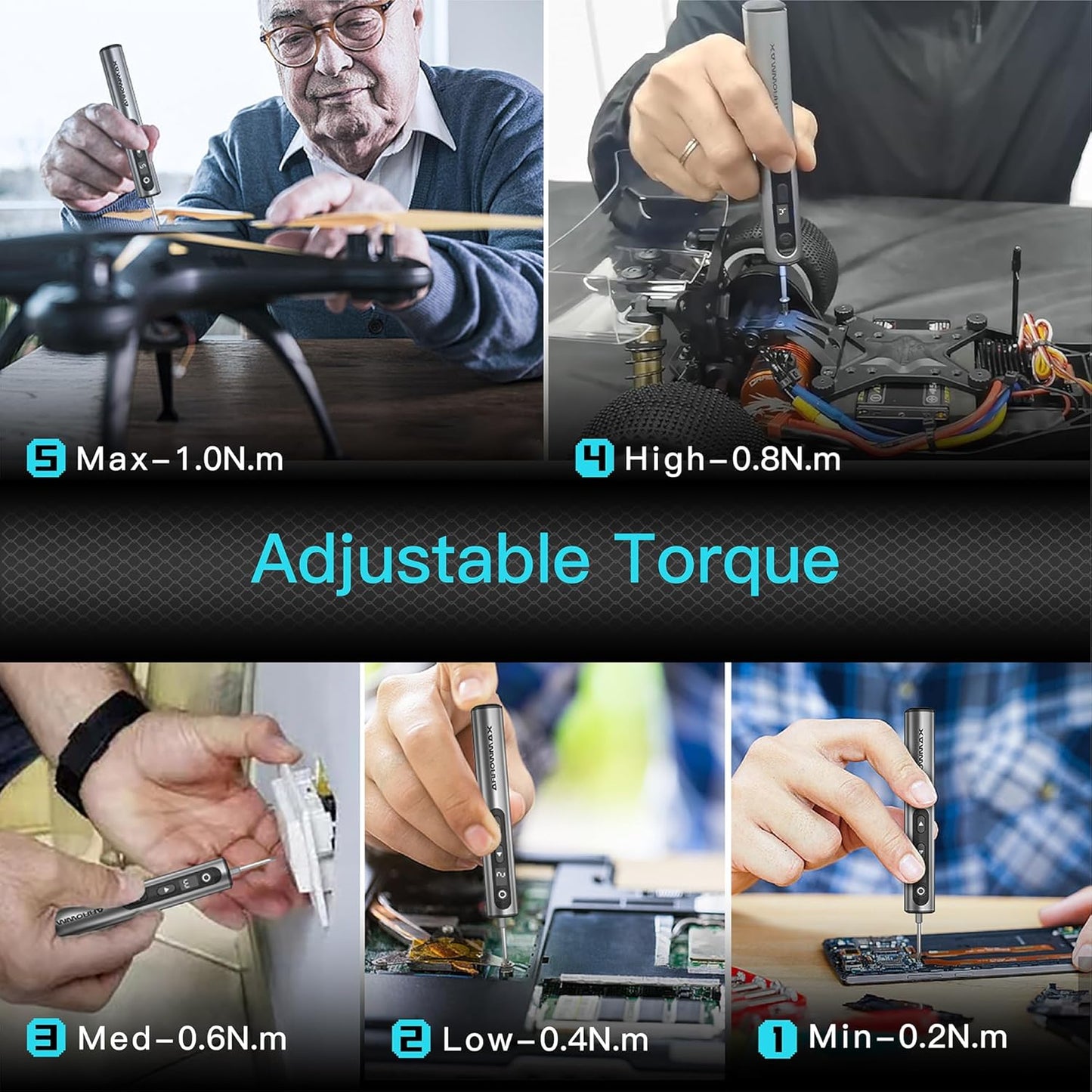 AM ARROWMAX Mini Electric Screwdriver & Drilling Adapter, 600RPM Precision Screwdriver | Mini Electric Drill 2 in 1 Tool Set, 70 Bit, 5 Torque Settings, Power Screwdriver for Phones Watch Laptops