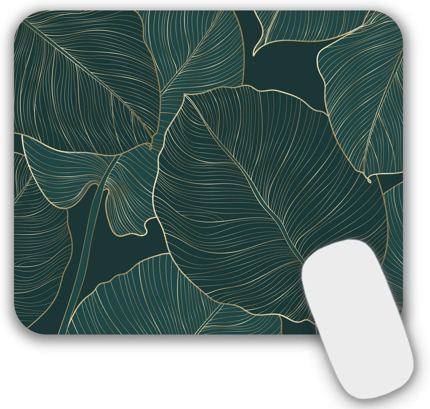 Mouse Pad, Gaming Mouse Pad, Non-Slip Rubber Base Mouse Mat with Designs for Laptop, Computer & Office, 9.5 x 7.9 x 0.12 inches (Leaf)