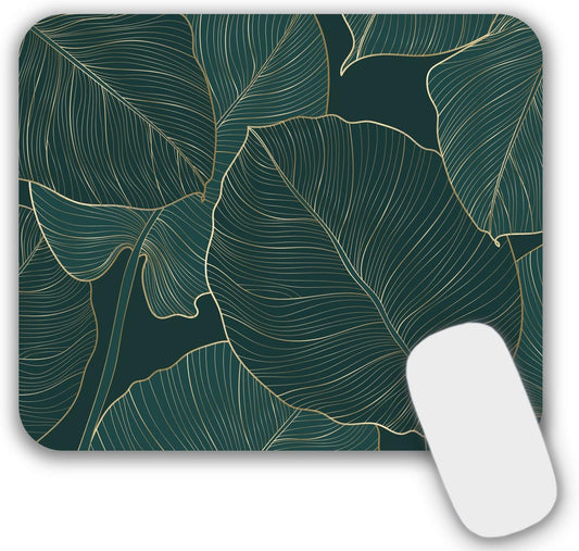 Mouse Pad, Gaming Mouse Pad, Non-Slip Rubber Base Mouse Mat with Designs for Laptop, Computer & Office, 9.5 x 7.9 x 0.12 inches (Leaf)