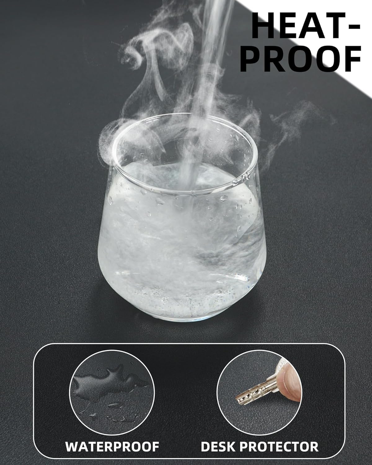 Leather Desk Pad Protector, Mouse Pad, Office Desk Mat, Non-Slip PU Leather Desk Blotter, Laptop Desk Pad, Waterproof Desk Writing Pad for Office and Home (Black, 31.5" x 15.7")