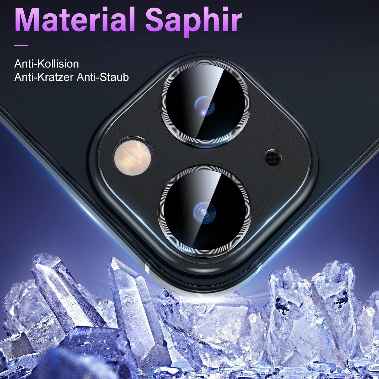 Uyiton for iPhone 14 /iPhone 14 Plus Camera Lens Protector, [Not for iPhone 14 Pro/14 Pro Max][Drop Protection] 9H Tempered Glass Camera Cover Screen Metal Ring Case Friendly Scratch Resistant - Black