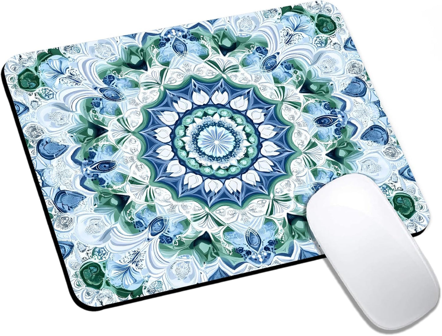 Mouse Pad, Cute Aesthetics Mandala Pattern Mouse Pads for Desk, 9.5" x 7.9" Non-Slip Rubber Base Computer Mousepad with Women, Portable Square Design for Wireless Mouse and Pad Laptop Office & Travel