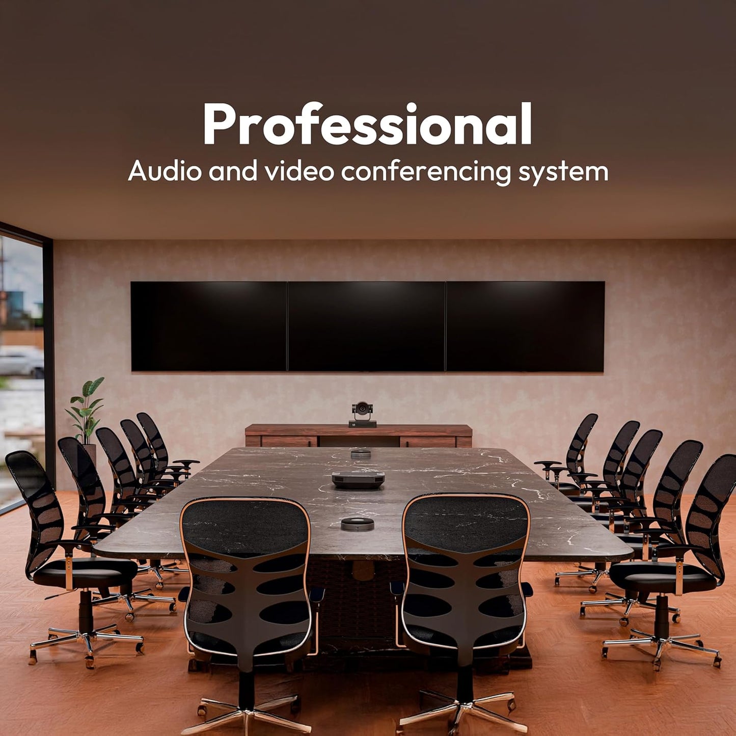 Teams Video Conferencing System – Full HD 1080p PTZ Camera with 10x Optical Zoom, 360° Omnidirectional Speakerphone, Noise Cancellation, Plug-and-Play USB, Zoom & Microsoft Teams Compatible