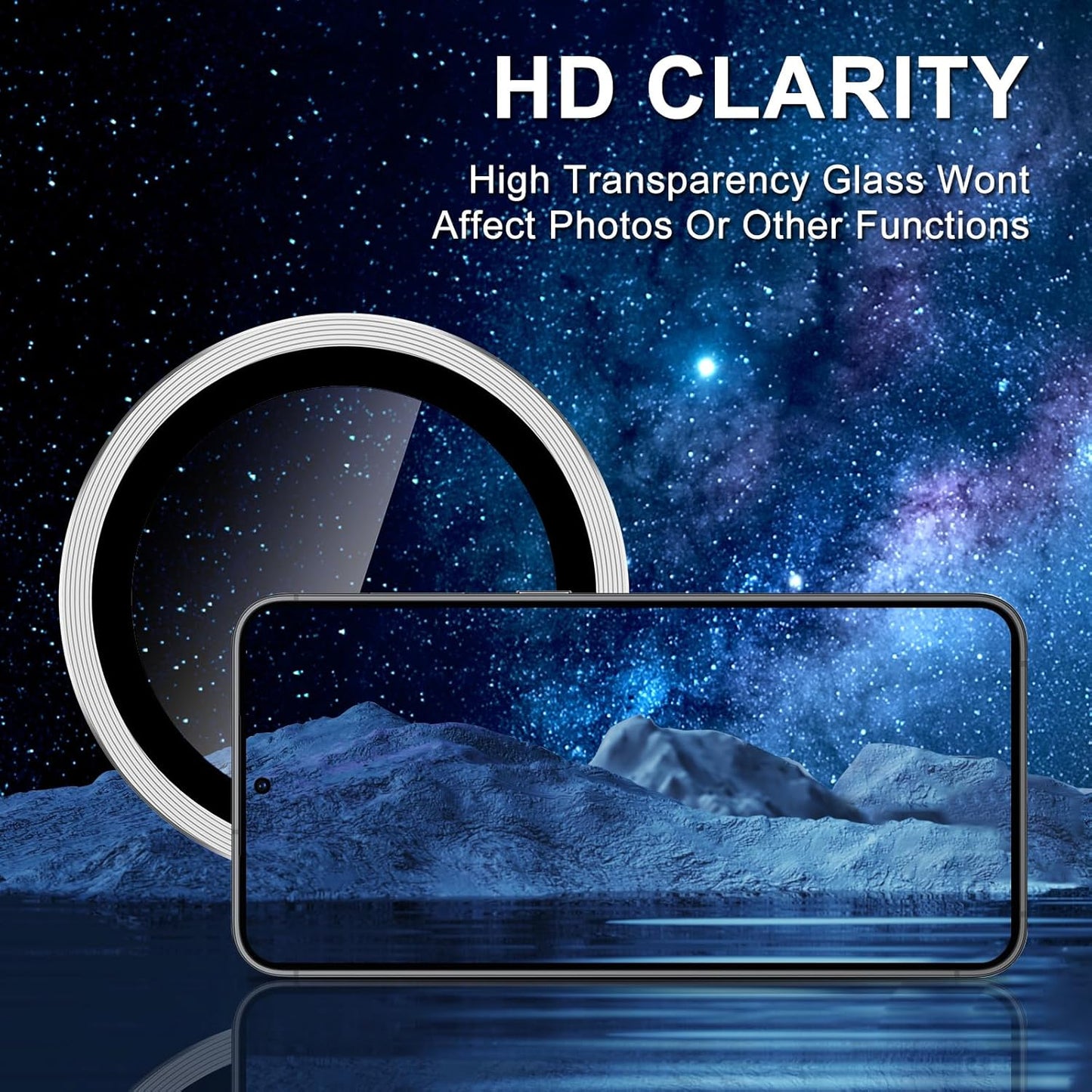 for Samsung Galaxy S25 Camera Lens Protector, Individual Metal Ring Tempered Glass Lens Cover, [Strong Adsorption] Scratch Resistant Ultra-Thin HD Clear Lens Cover, 1 Set-Silvery