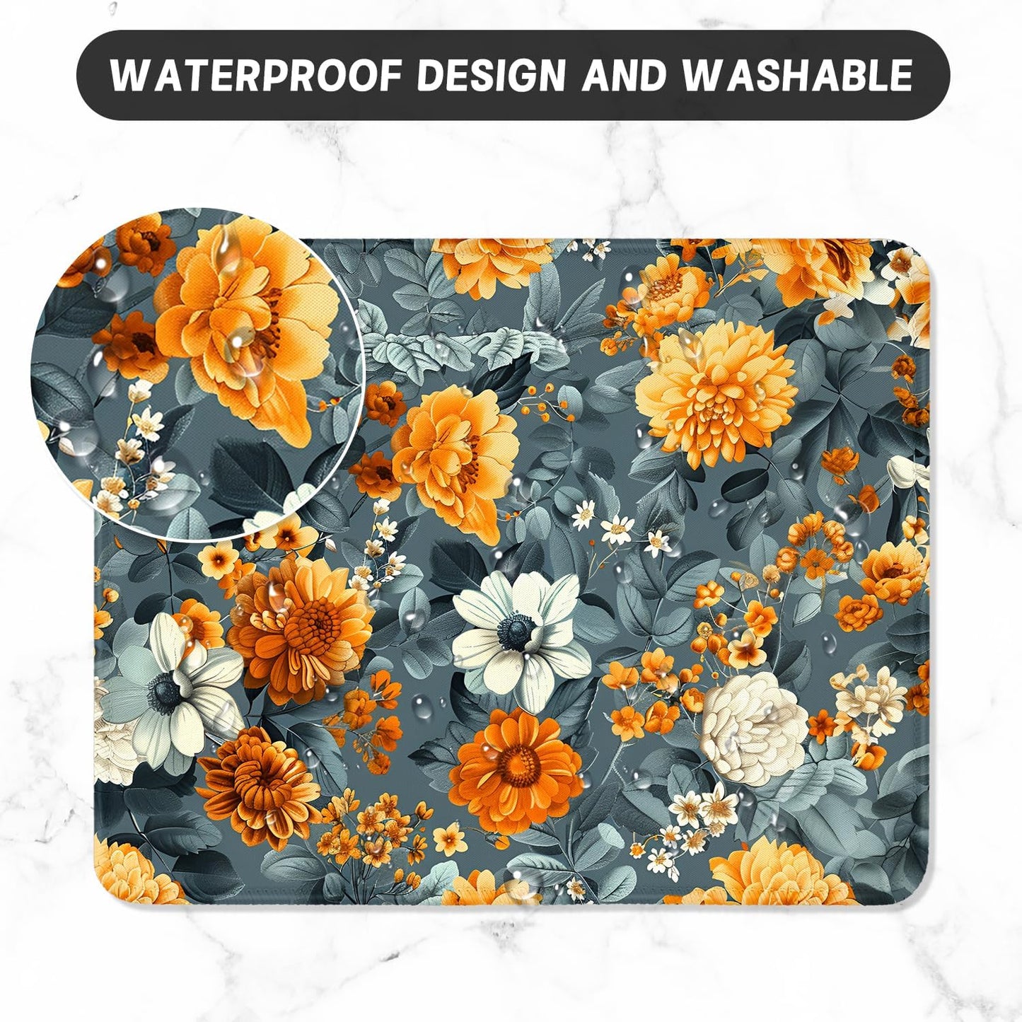 ITNRSIIET Mouse Pad with Stitched Edge Premium Textured Smooth Precise Operation Waterproof Washable Non-Slip Rubber Base Desktop Protection Mat, 10.2×8.3×0.12 inches, Beautiful Flowers