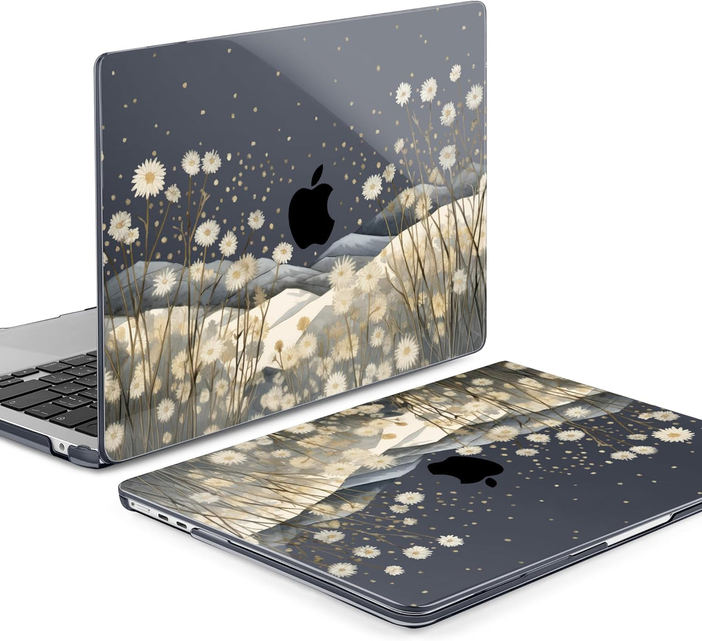 MEEgoodo Case for M4/M3/M2 MacBook Air 13.6 inch Case 2025 2024 2022, Fit Model A3240/A3113/A2681, Laptop Hard Shell with Keyboard Cover Compatible with MacBook Air 13 inch, Starry Wildflowers