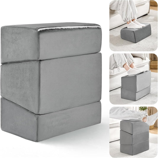 Foot Rest for Under Desk at Work, Adjustable Footrest for Office Chair & Gaming Chair,Ergonomic Footrest Pillow Desk Foot Stool with Washable Cover for Home, Airplane, Travel (Gray)