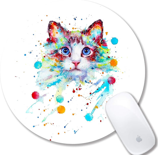 Watercolor Cat Mouse pad Computer Mousepad Personalized Design Mouse Pads for Computers Round Mouse mat