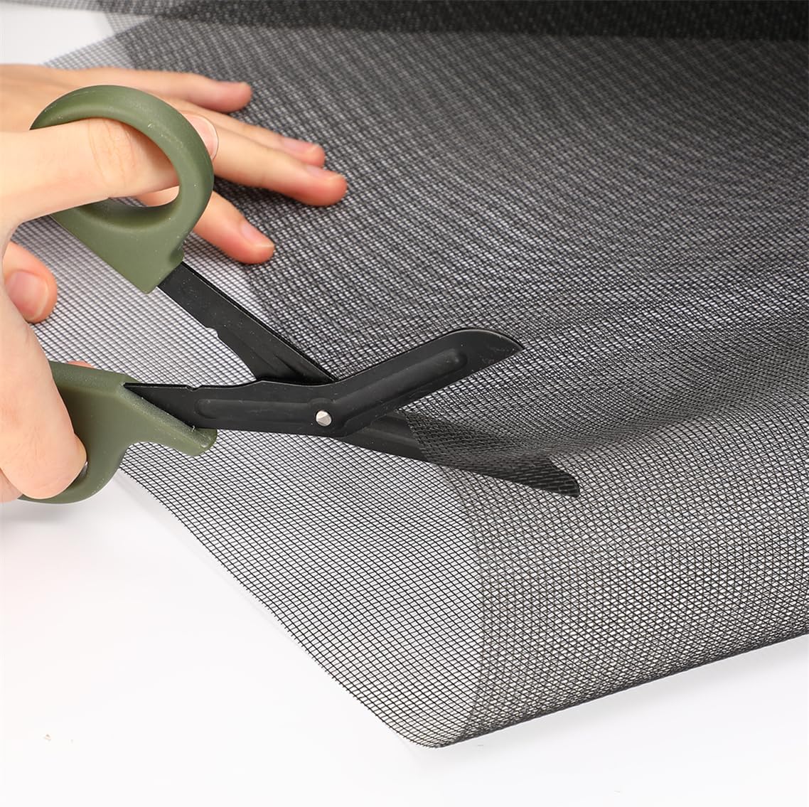 Window Screens Replacement Kit 47"x118" Adjustable Screen Mesh Easy DIY Project with Rolling Tool Spline for Sliding Doors Patio, Black