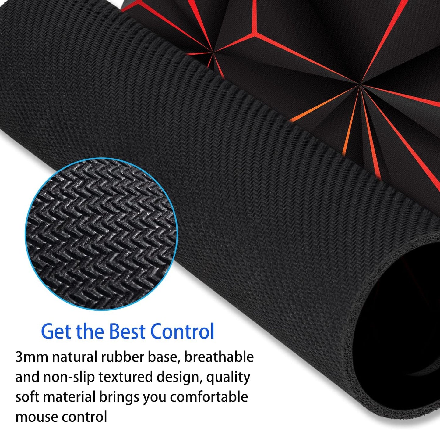 Abstract Art Mouse Pad with Personalized Red Design Computer Laptop Non-Slip Rubber Mousepad 9.5x7.9 Inch