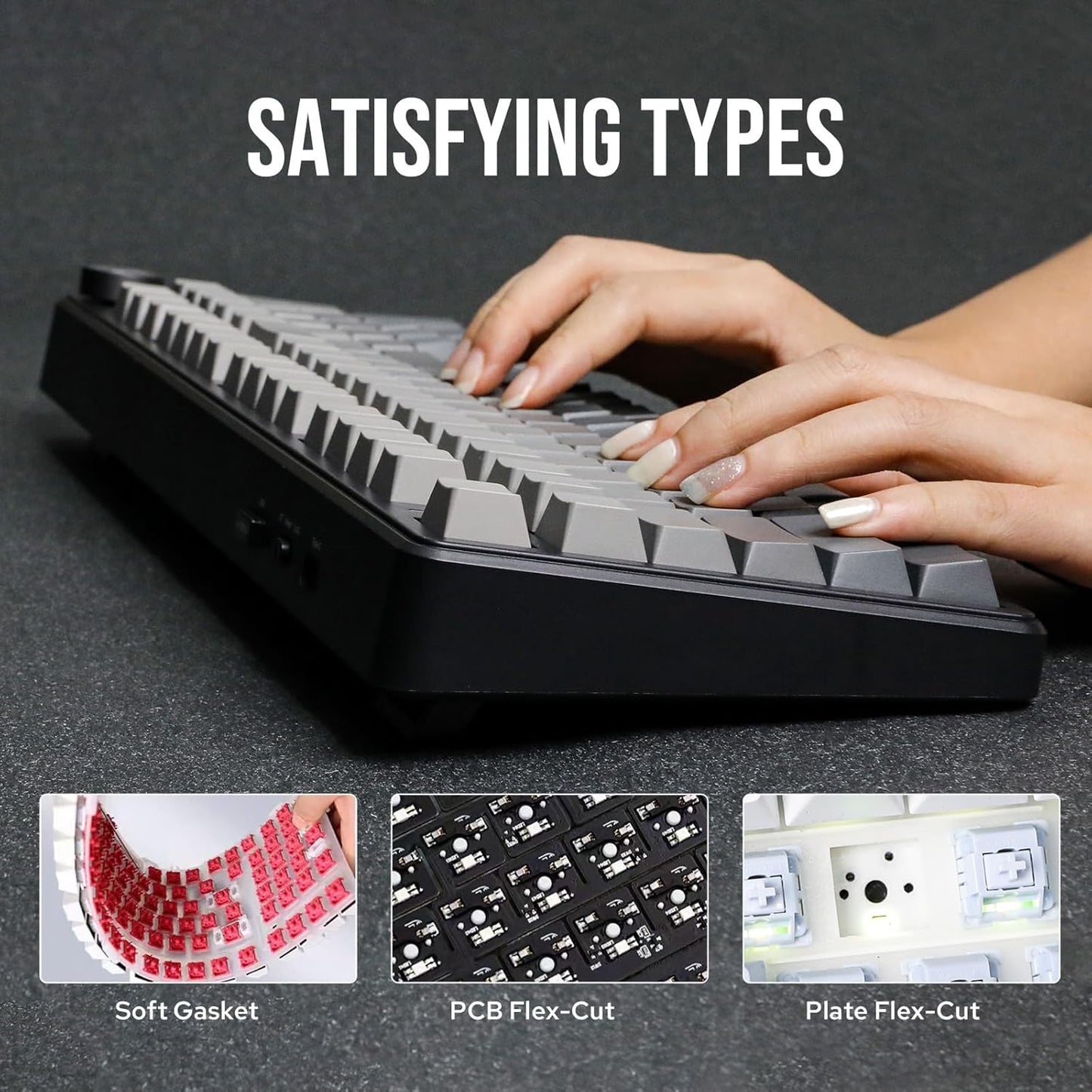 EPOMAKER X Aula F99 PRO Wireless Gaming Keyboard with 8000mAh Battery, Hot Swappable Creamy Keyboard, 2.4GHz/Type-C/BT5.0, NKRO, RGB Backlit for Win/Mac/Gaming (Black Gradient)