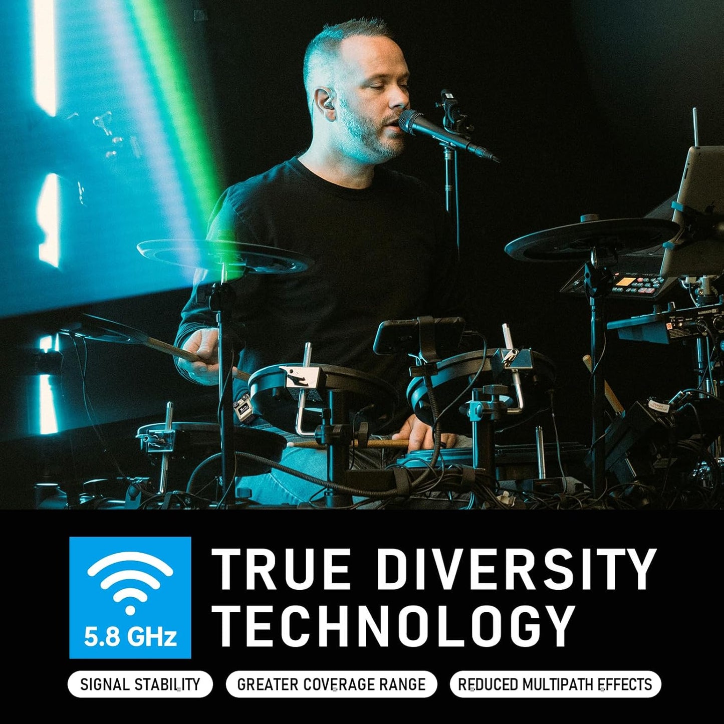 Xvive U45T9 Wireless in Ear Monitor System 5.8ghz with T9 2BA Drivers IEM Earphone, IEM System Transmitter and Bodypack Receiver for Studio, Band Rehearsal, Live Performance, Channel Scan Mode