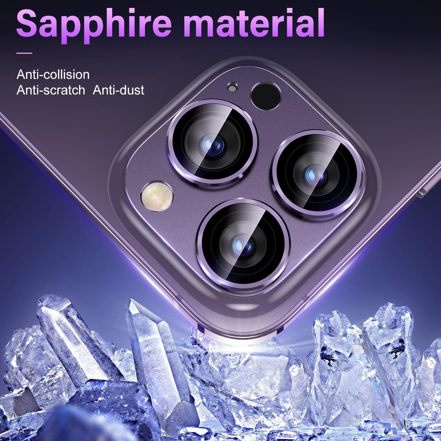 Uyiton for iPhone 14 Pro/iPhone 14 Pro Max Camera Lens Protector, [Drop Protection] 9H Tempered Glass Camera Cover screen Metal Ring Case Friendly Scratch Resistant Easy to Install - Matte Purple