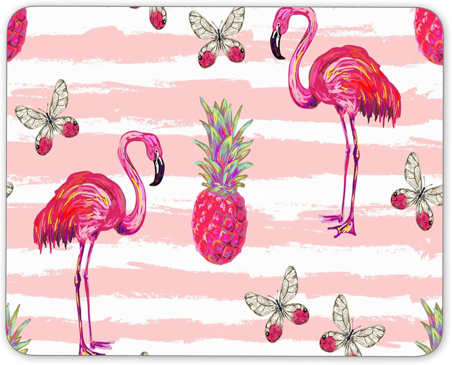 Non-Slip Rubber Mouse Pad， Watercolor Flamingos and Pineapple and Butterflies Mouse pad (9.5 inch x 7.9 inch) …