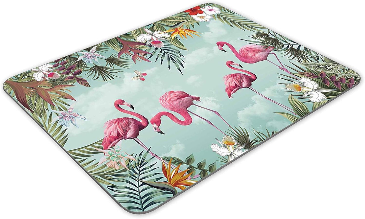 Tropical Leaves and Flamingo Gaming Mouse Pad， Rectangle Mouse Pad Size(9.84"x7.87")