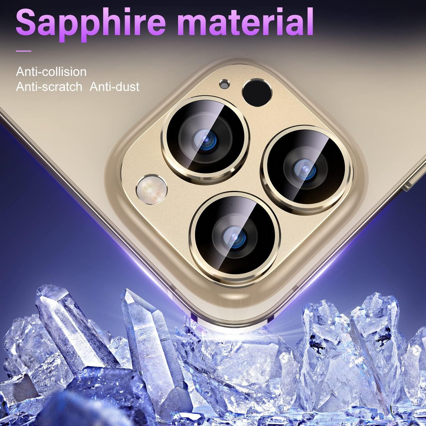 Uyiton for iPhone 14 Pro/iPhone 14 Pro Max Camera Lens Protector, [Drop Protection] 9H Tempered Glass Camera Cover screen Metal Ring Case Friendly Scratch Resistant Easy to Install Gold