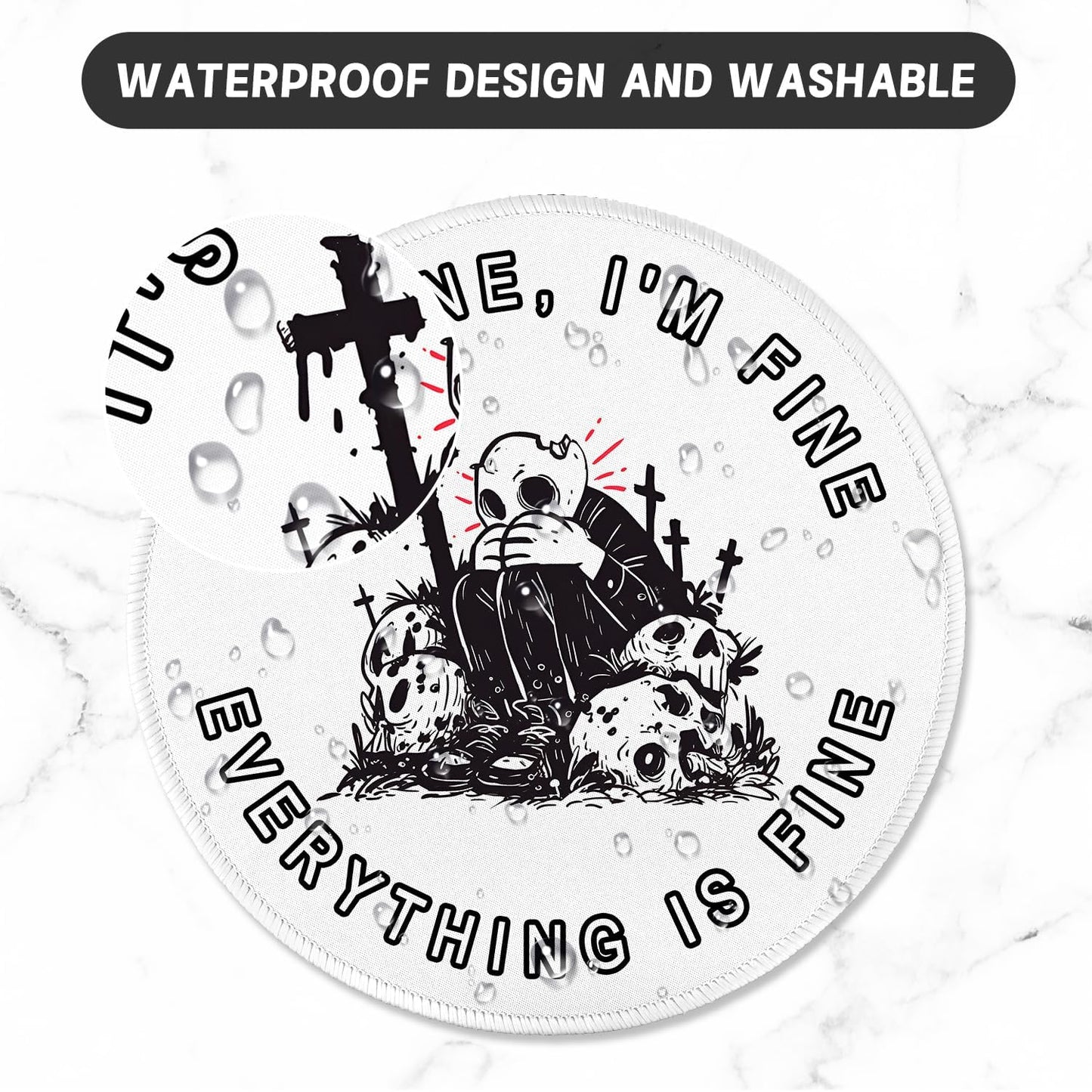 ITNRSIIET Round Mouse Pad with Stitched Edge Premium-Textured Waterproof Non-Slip Rubber Base Desktop Protection Mat Diameter 8.7 inches, Lonely