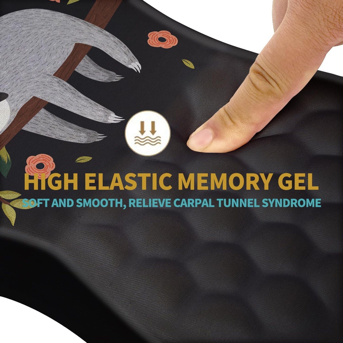 Hokafenle Ergonomic Mouse Pad Wrist Support with Massage Design, Wrist Rest Pain Relief Mousepad with Memory Foam&Non-Slip PU Base, Mouse Pads for Wireless Mouse & Desk (12x8 inch,Cute Sloth)