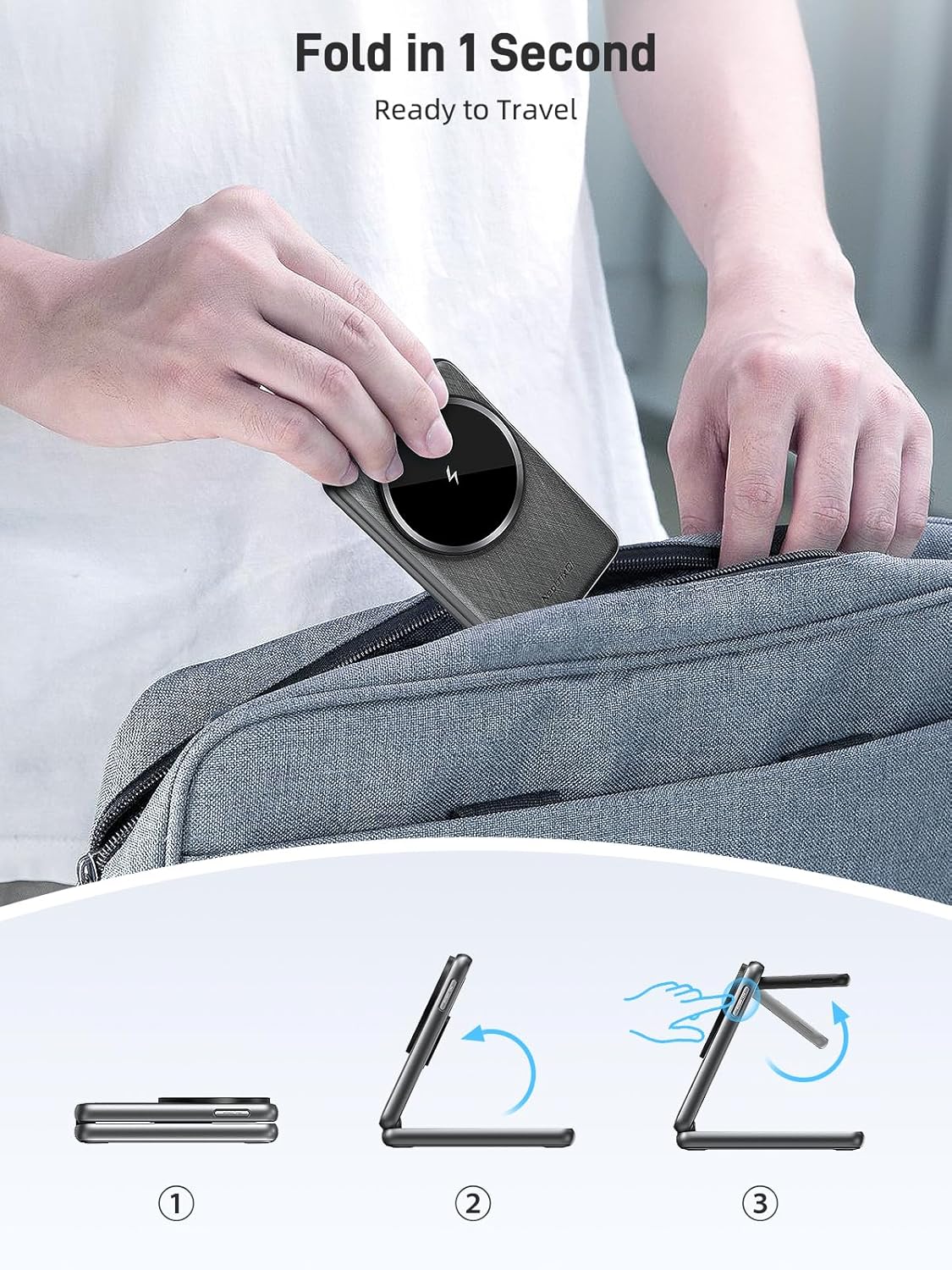 Magnetic Wireless Charger for Samsung, 3 in 1 Foldable MagSafe Charging Station for Galaxy S25 Ultra/S24/Z Fold7/Flip7/Buds, One-Click Ejection Charger Only for Samsung Galaxy Watch 8/Ultra/7