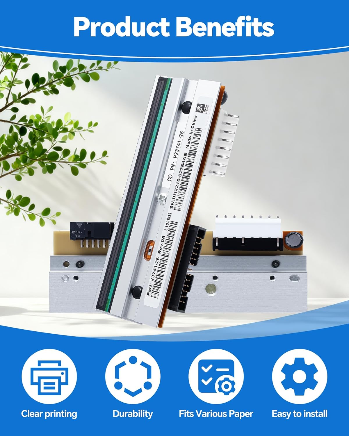 P1004232 Genuine Printhead for Zebra 110Xi4 110XiIV, New OEM Print Head Replacement for Zebra Thermal Barcode Label Printer 300dpi Original Optimal Print Quality Extended Life