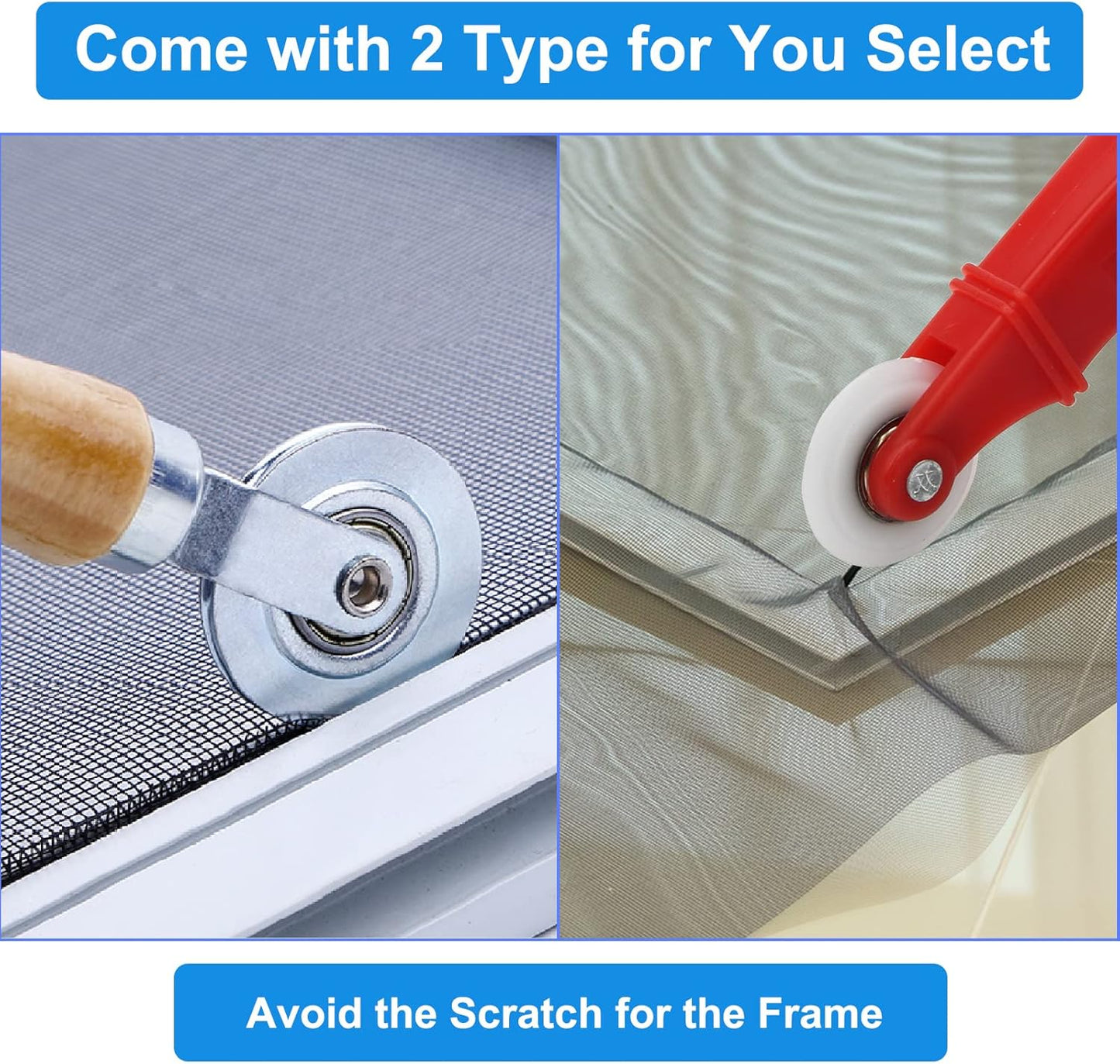 Window Screen Repair Kit Mesh Screen Spline Roller Repair Tools Kit with Screen Installer Clips, Metal and Plastic Spline Fixing Tool Kit for Window Screen