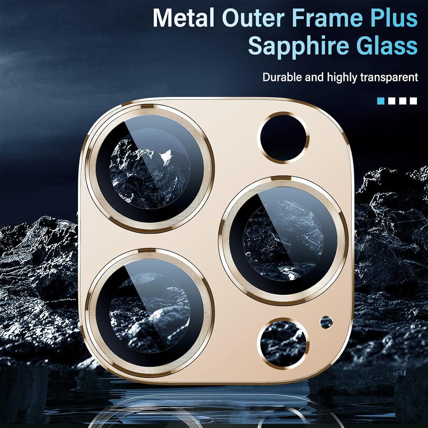 Uyiton for iPhone 12 Pro Max Camera Lens Protector, [Drop Protection][Strong Adsorption] 9H Tempered Glass Camera Cover Screen Metal Ring Case Friendly Scratch Resistant Easy to Install - Gold