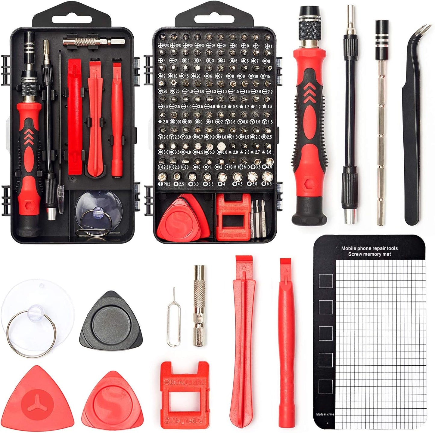 SHARDEN Precision Screwdriver Set, 122 in 1 Electronics Magnetic Repair Tool Kit with Case for Repair Computer, iPhone, PC, Cellphone, Laptop, Nintendo, PS4, Game Console, Watch, Glasses etc (Red)