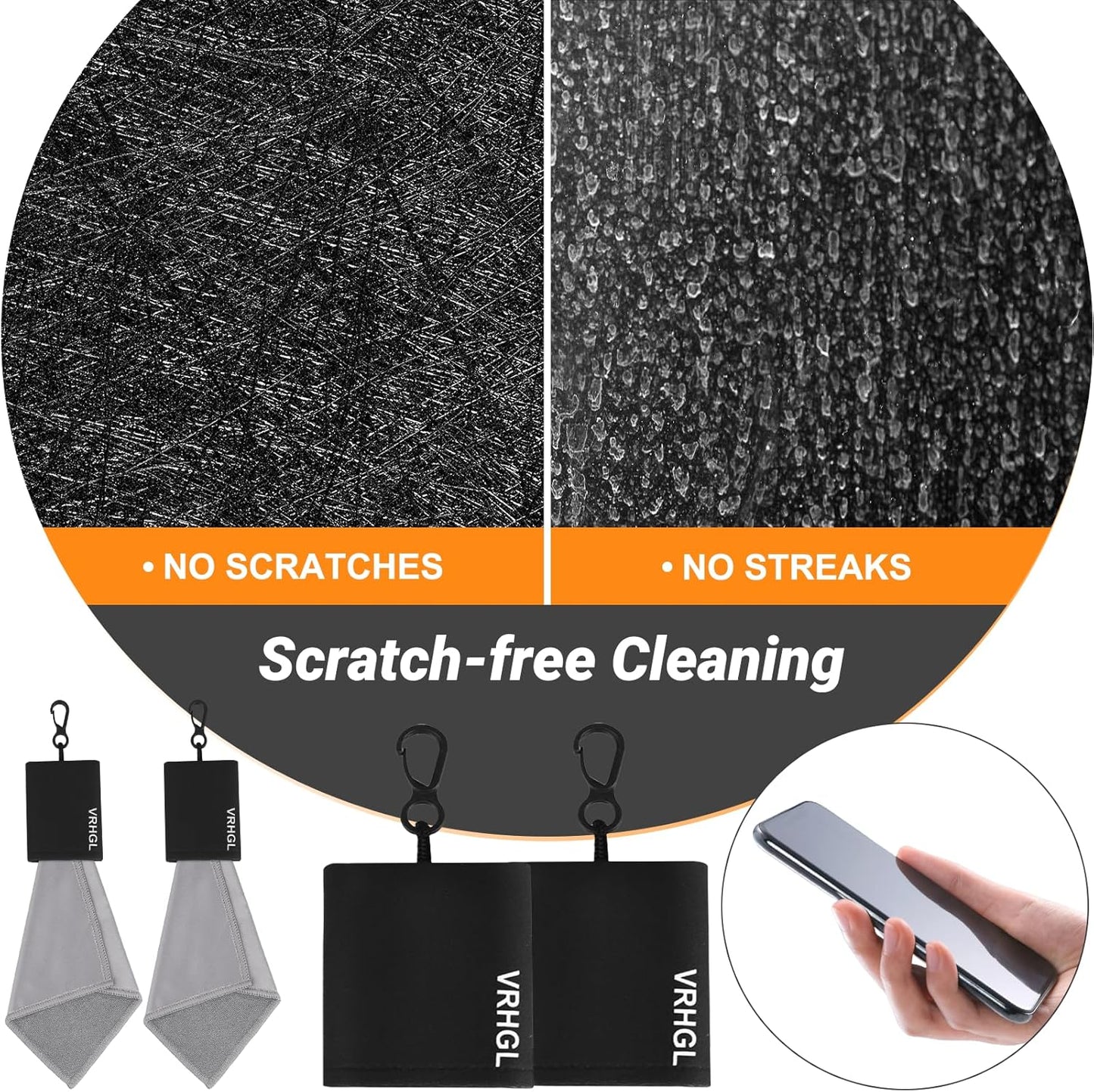 2 Sided Glasses Cleaner & Polishing Cloths,Portable Eye Glass Cleaning Cloths with Pouch, Microfiber Glasses Cleaning Cloth Keychain for Glasses Lenses Screens Cameras iPad iPhone, Mixcolor,4X 6-Inch