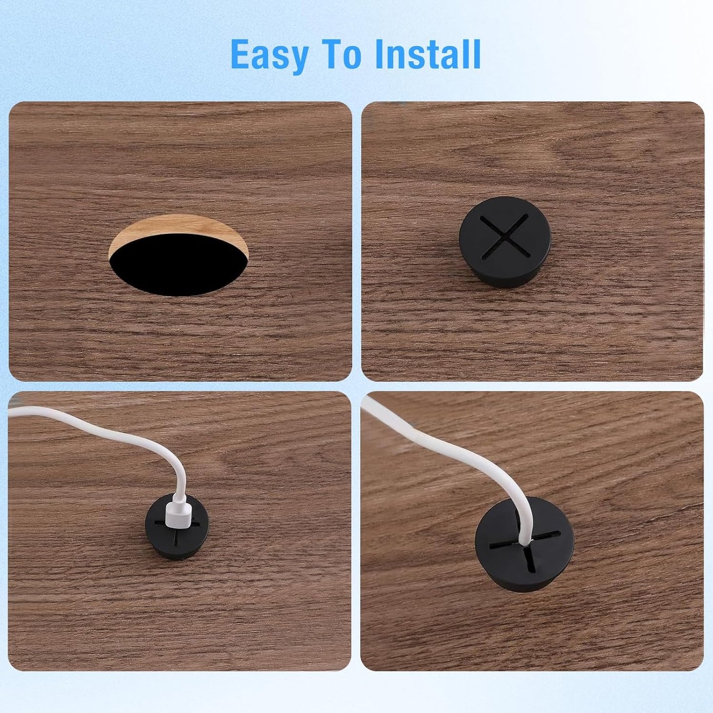 Desk Grommet, 3/4 in 20 mm Silicone Rubber Grommets, White Desk Hole Cover for Cables, Flexible Wall Cord Pass Through Grommet for Office Table Computer Home Furniture Wire Organizer-8 Pcs